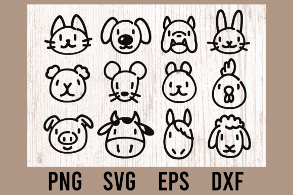 Download Doodle Animal Face Cut Files | PNG, SVG - Premium Bundle