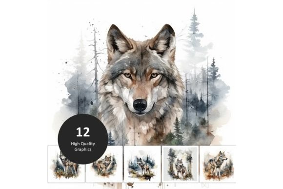 Download Wolf and Forest  Clip Art - 12 JPGs - Premium Resources