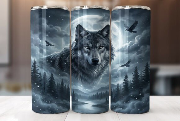 Download Moonlit Wolf Forest 20oz Tumbler Wrap - Premium Resources